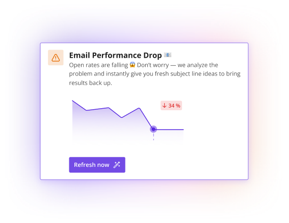 AI assistant detecting an email performance drop