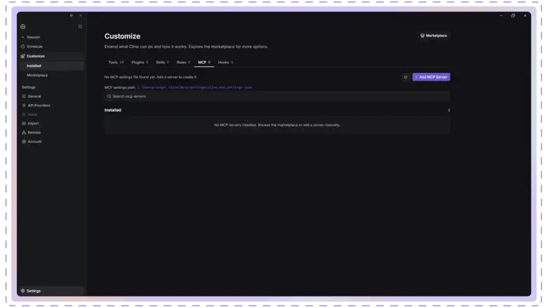 Cline customize page