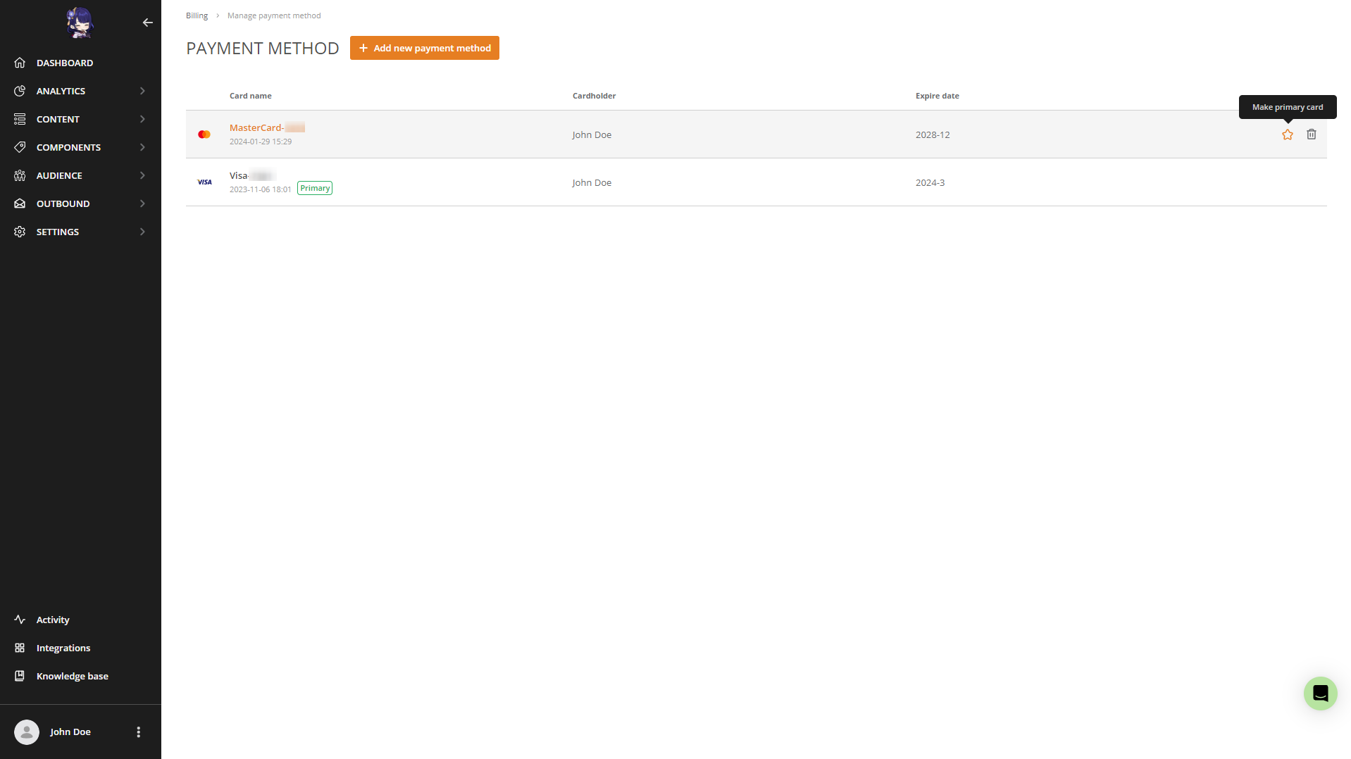 Make primery credit card Make primery credit card