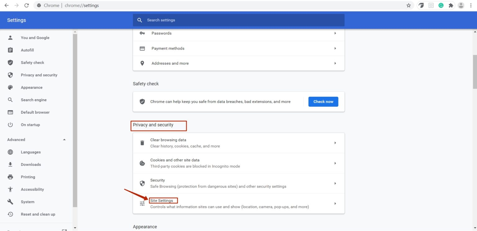 Site Settings Site Settings