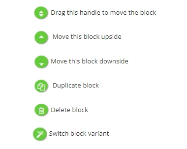 Blocks options Blocks options