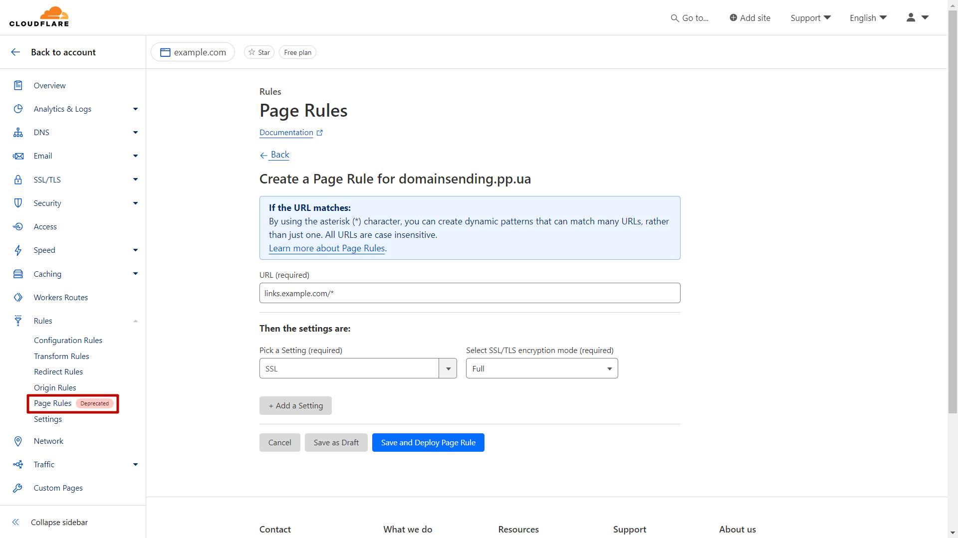 Create a Page Rule Create a Page Rule
