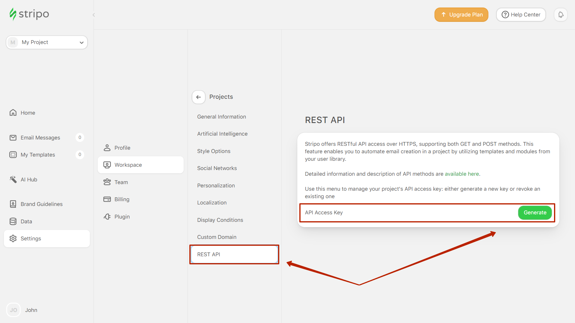 Stripo API Access Key Stripo API Access Key