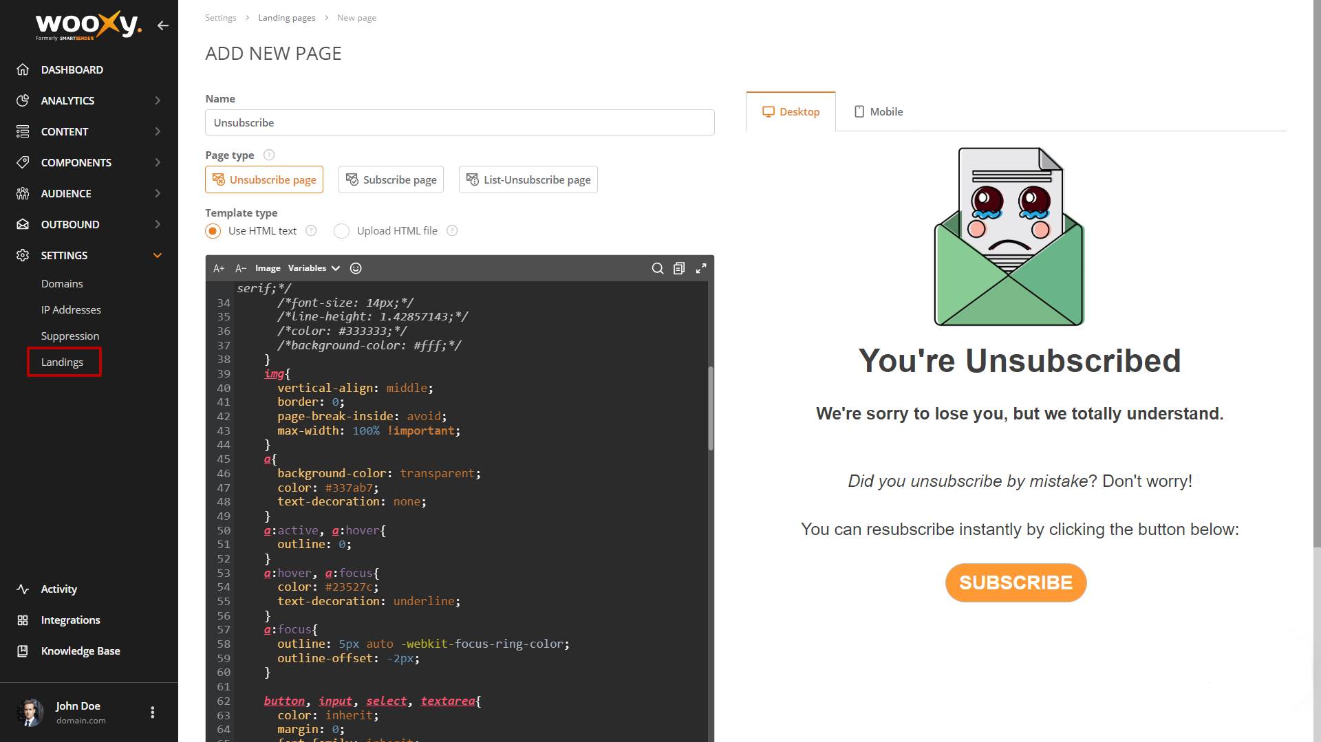 Your own HTML Your own HTML