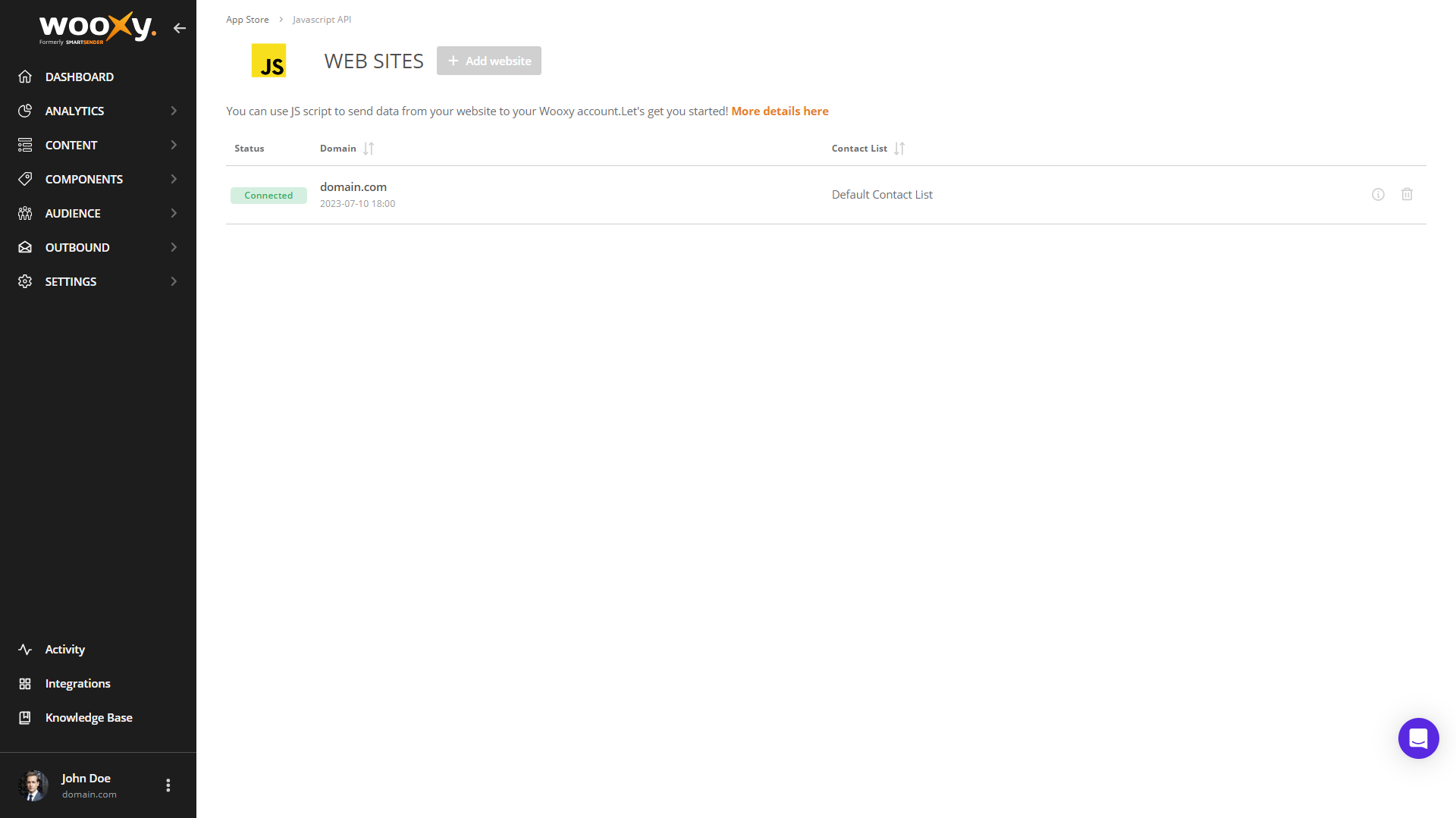 Connected site to JS Connected site to JS