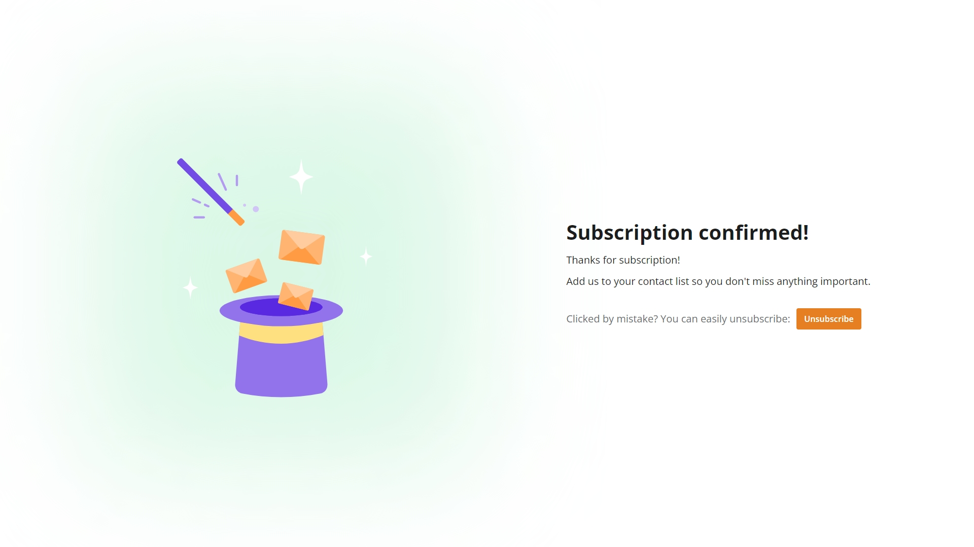 Subscription confirmed Subscription confirmed