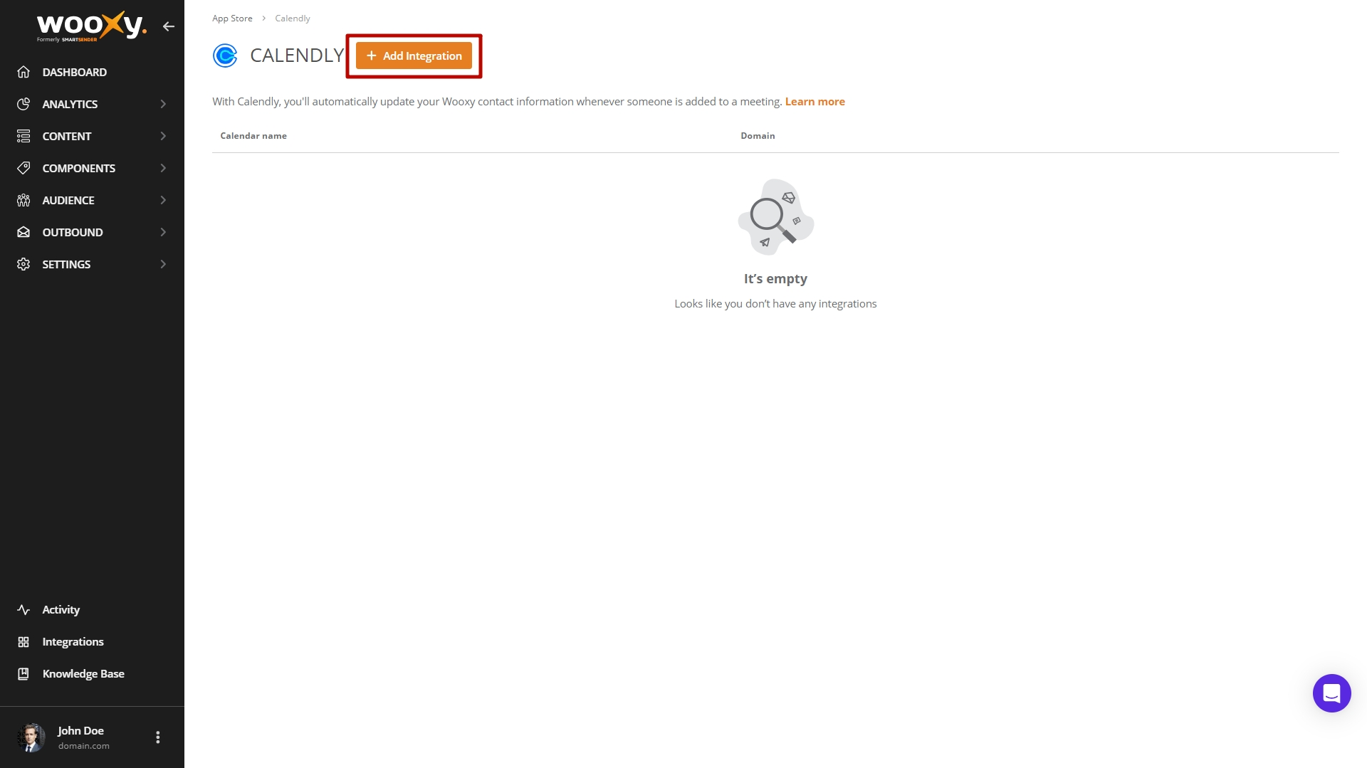 Calendly integration page Calendly integration page