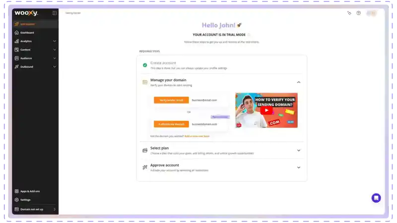 Account onboarding/Get started page