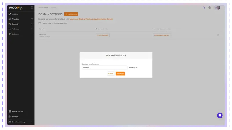 Verify domain via email
