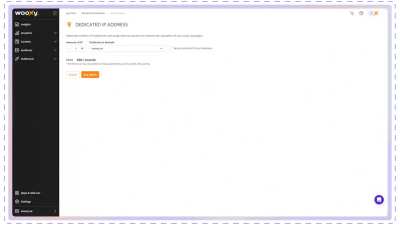 Dedicated IP ordering process