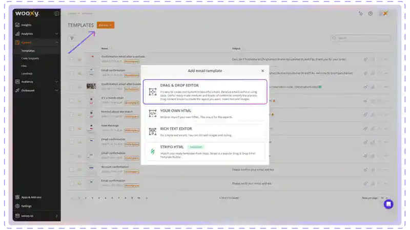 Email template creation