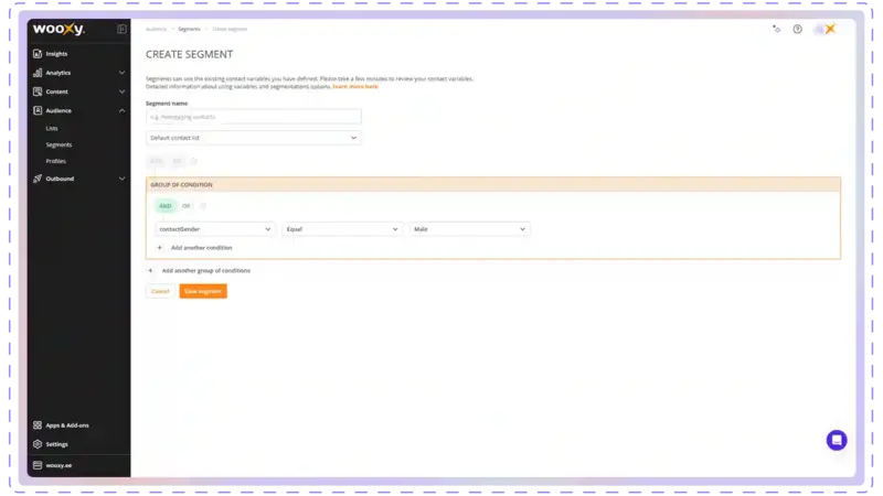 Segment example with service variable