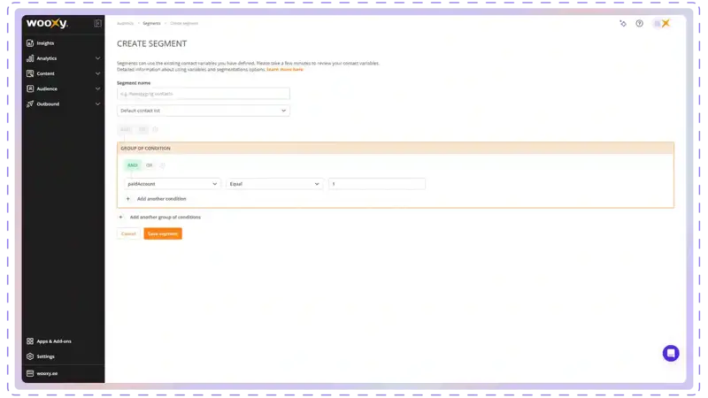 Segment example with custom variable