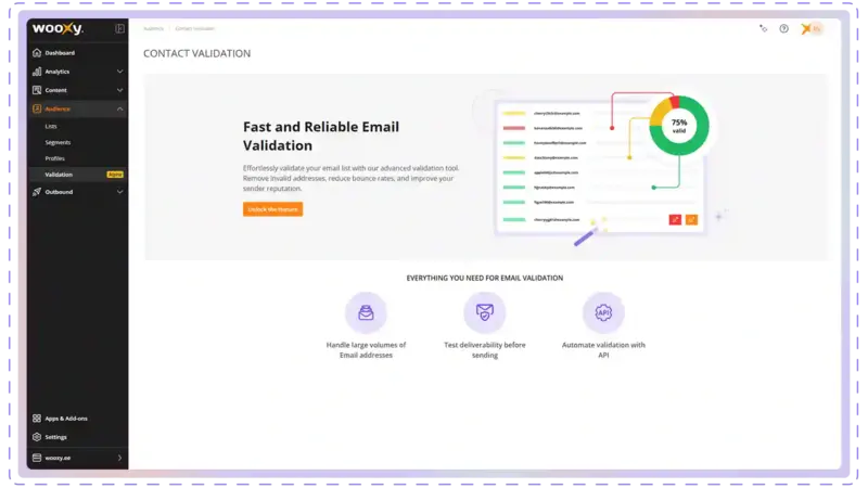 Email validation welcome page
