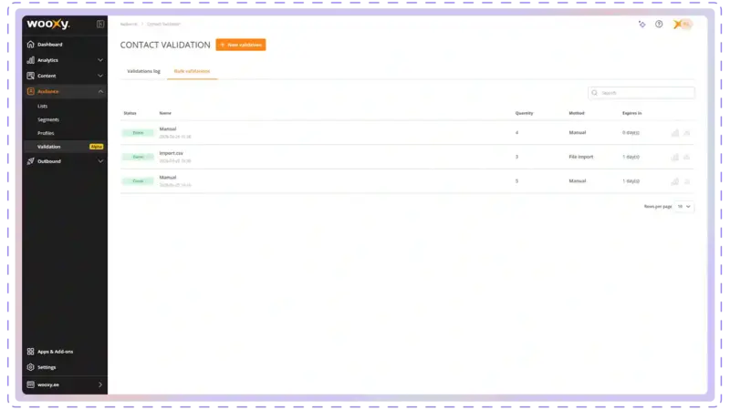Bulk validations