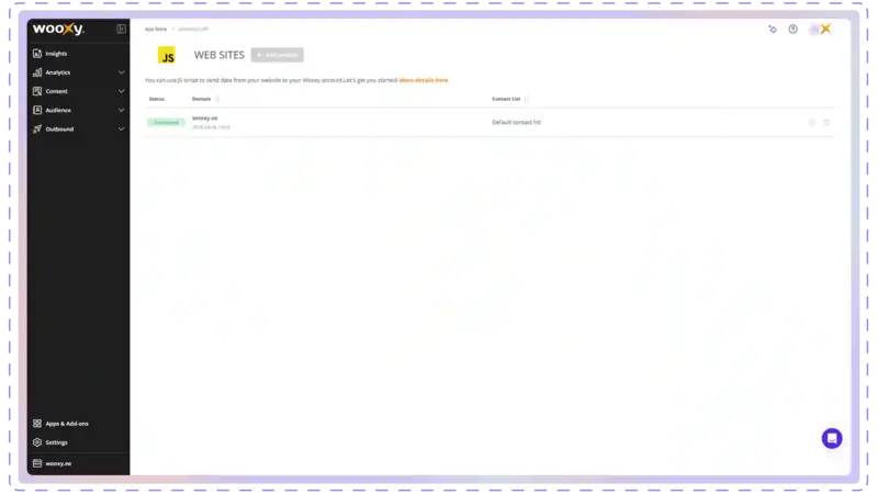 JS API integration connection